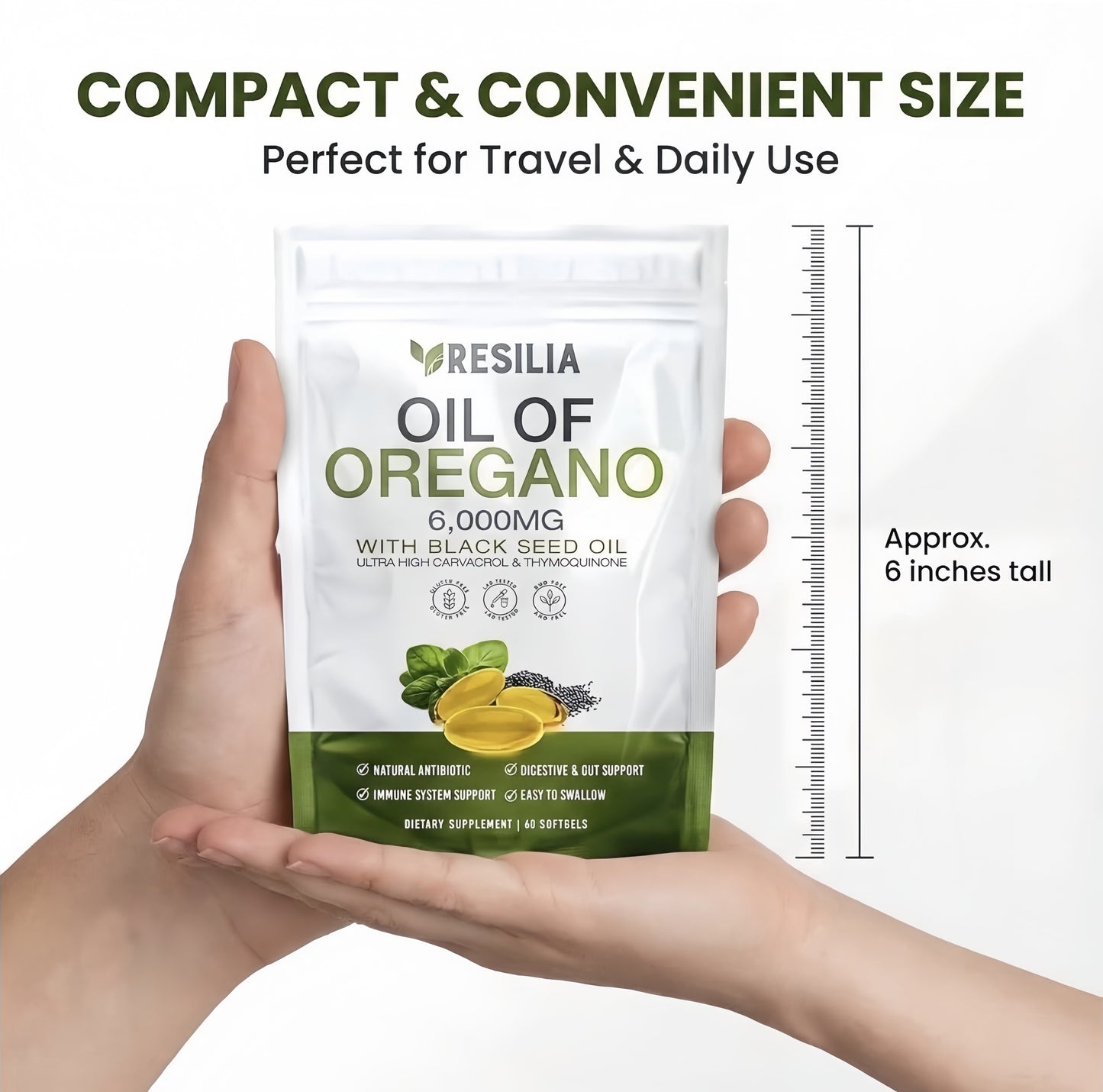 Resilia Oil Of Oregano Softgels with Black Seed Oil - 60 Softgels | Non-GMO, Gluten-Free and Soy-Free