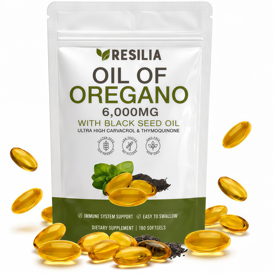 Resilia Oil Of Oregano Softgels with Black Seed Oil - 60 Softgels | Non-GMO, Gluten-Free and Soy-Free